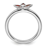 Sterling Silver Stackable Expressions Garnet Flower Ring